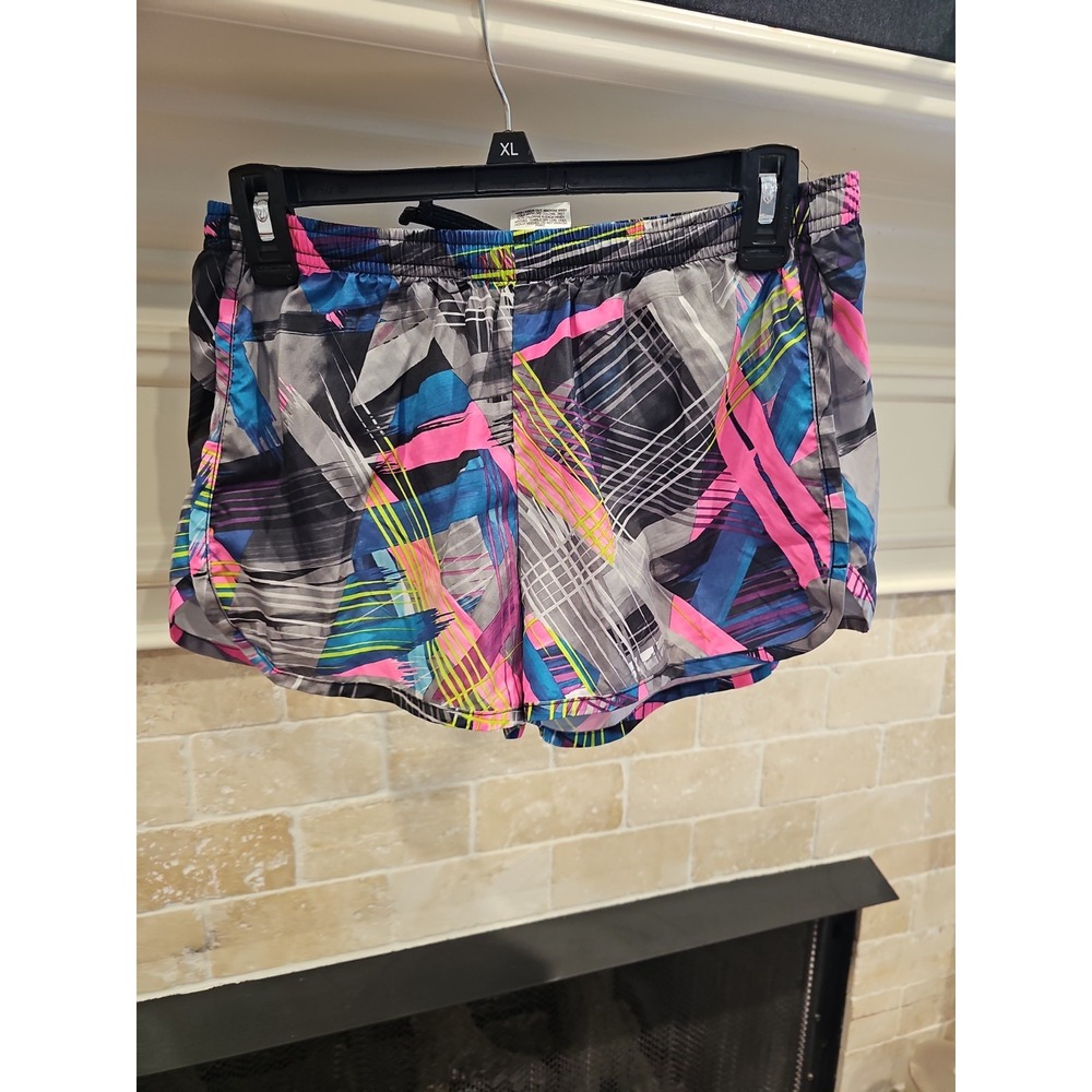 Adidas Womens Pink Blue Geometric Design Running Shorts Lined Large 12/14